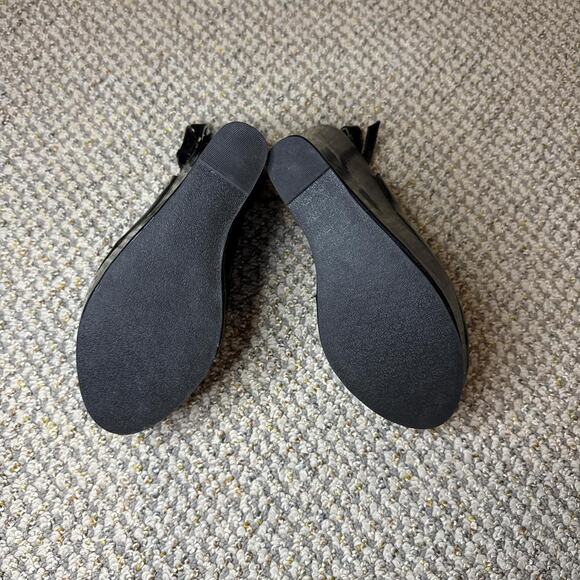 NWT 2000s vintage y2k Steve Madden black shiny chunky wedge ankle boot heels - Picture 5 of 6